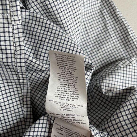Michael Kors Button Down Shirt Mens Large White Blue Micro Plaid‎ Cotton - Picture 6 of 8